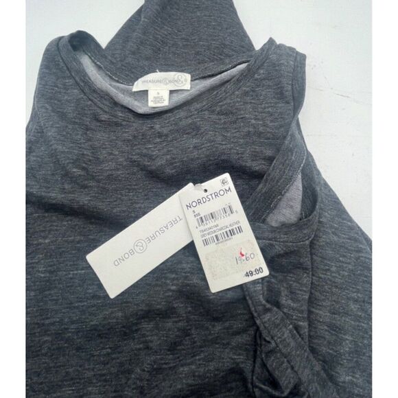 Treasure & Bond Ruched Side Sleeveless Dress Medium Charcoal Heather - Picture 7 of 11